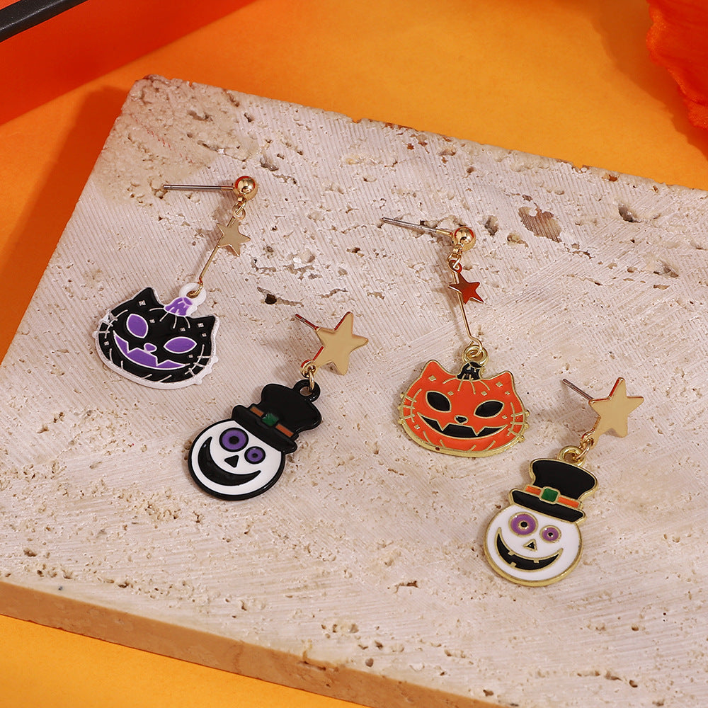 Wholesale Halloween Pumpkin Head Ghost Creative Alloy Earrings