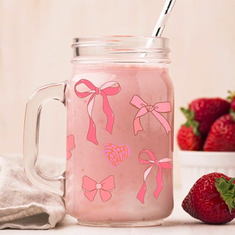 Wholesale 7 Pink Bow Cherry Theme 16oz Cup UV DTF Wraps