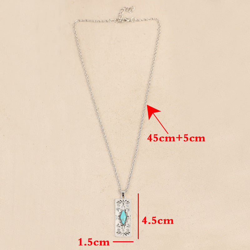 Wholesale Bohemian vintage style turquoise pendant necklace