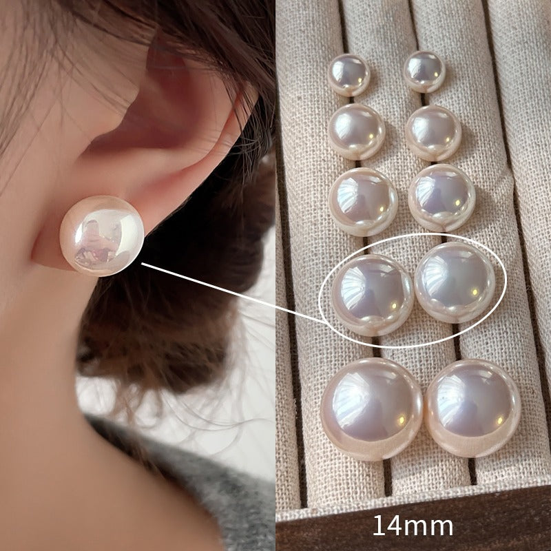 Wholesale 8-14mm milk white pearl round earrings