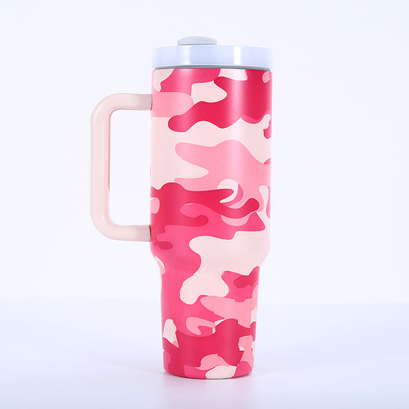 Wholesale Tumbler 40oz Stainless Steel Camouflage Leopard Print Car Portable Straw Thermos Cup Ice Bullies Cup
