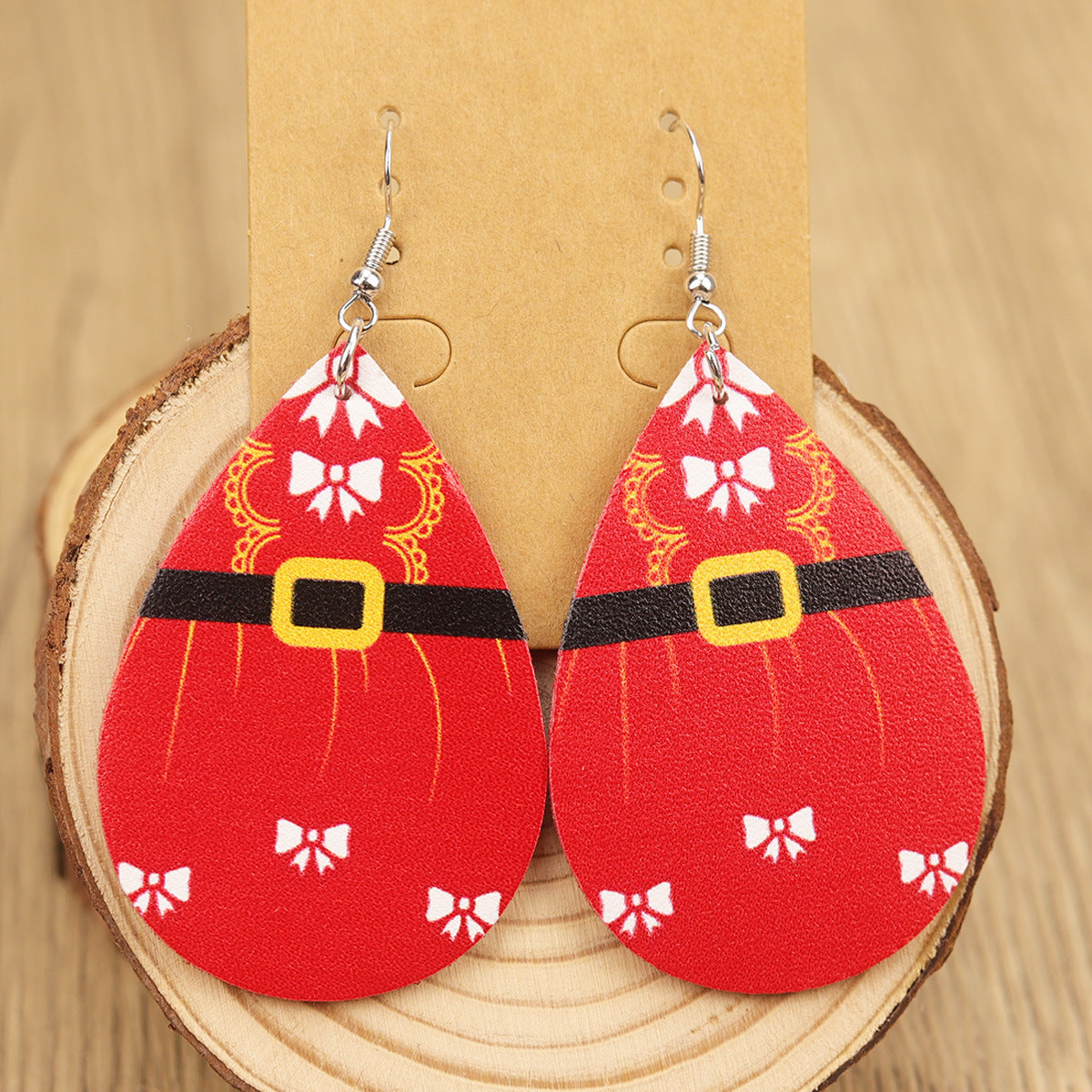 Wholesale Cute Christmas Tree  Plaid Christmas Tree Leopard Print Women' s Earrings
