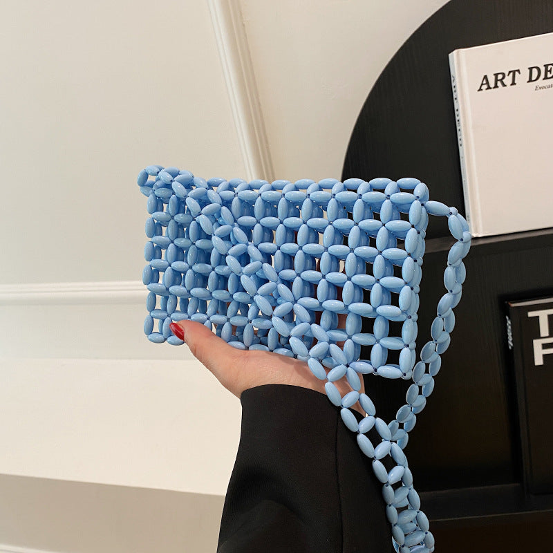 Bolso acrílico hecho a mano al por mayor terminado bolso tejido de cuentas