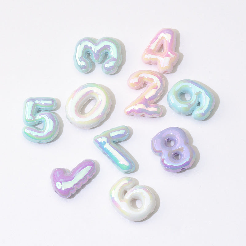 Wholesale DIY Digital Loose Beads Transparent Frosted Three-dimensional Through-hole Beads