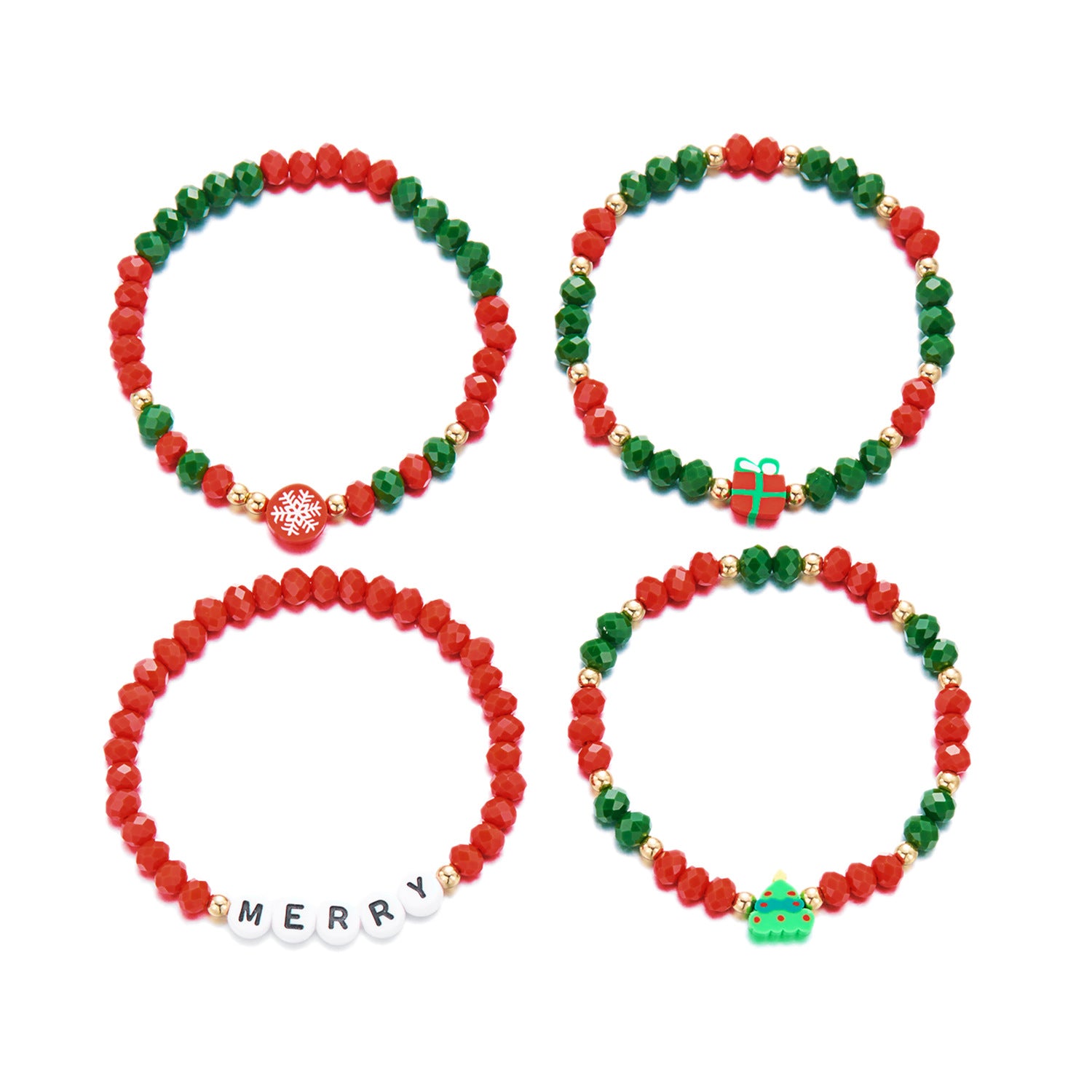 Wholesale  Christmas Bracelet 4-piece Set Christmas Letter Beaded Bracelet