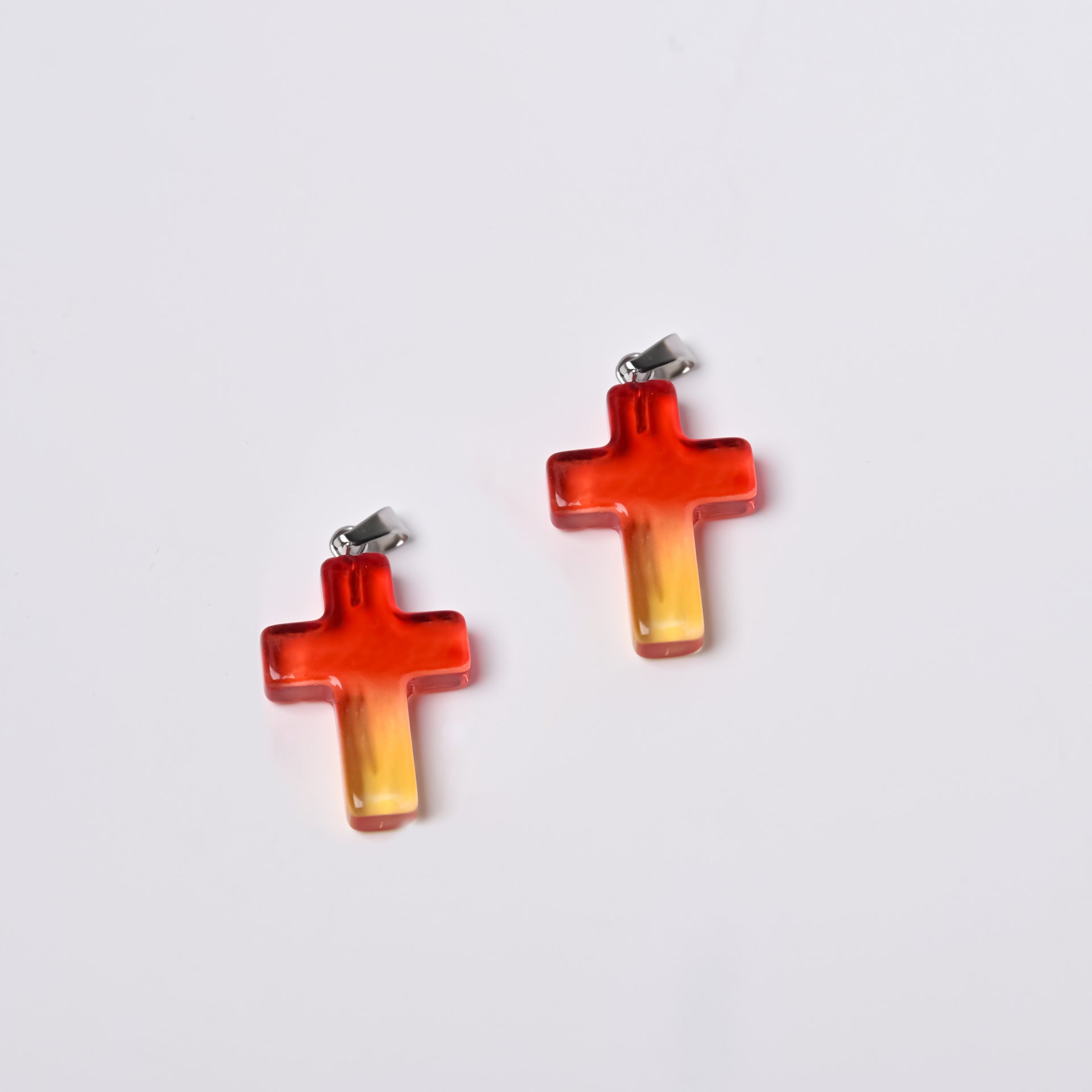Wholesale Multicolor glass water drop cross pendant accessories DIY