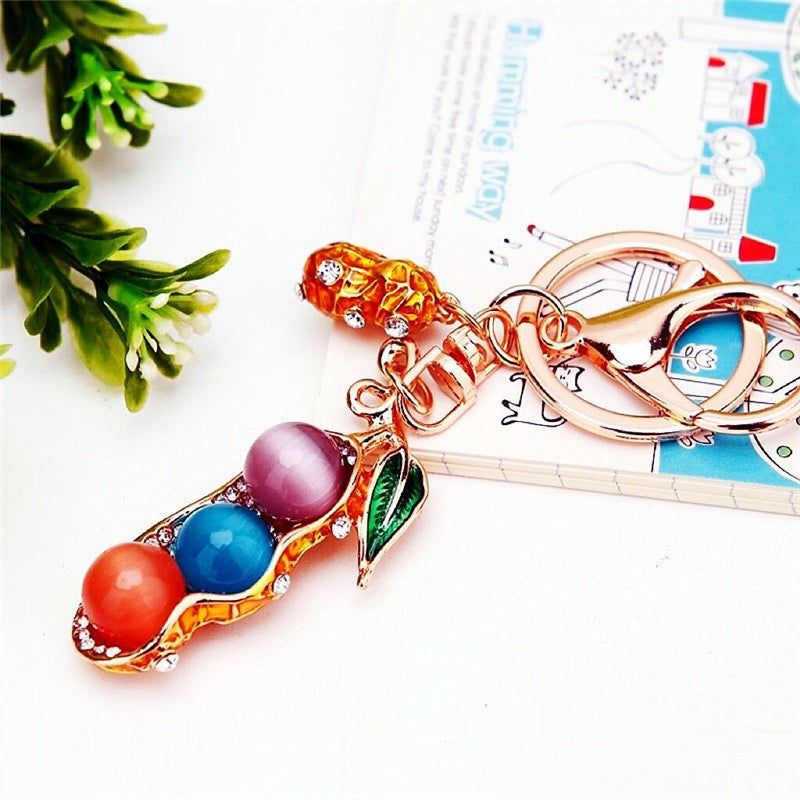 Wholesale Metal Pink Rhinestone Lucky Bag Keychain Chinese Style Car Key Accessory For Women Gift
