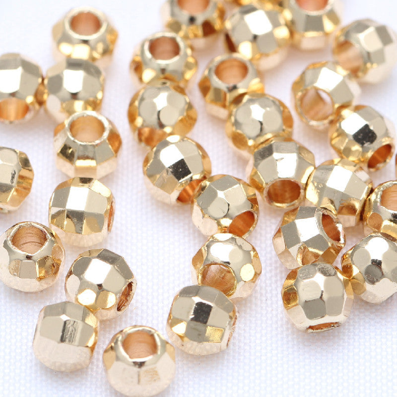 Wholesale of 100PCS Copper 14K Gold Coated Color Preserving Laser Beads with Corner Cutting Beads