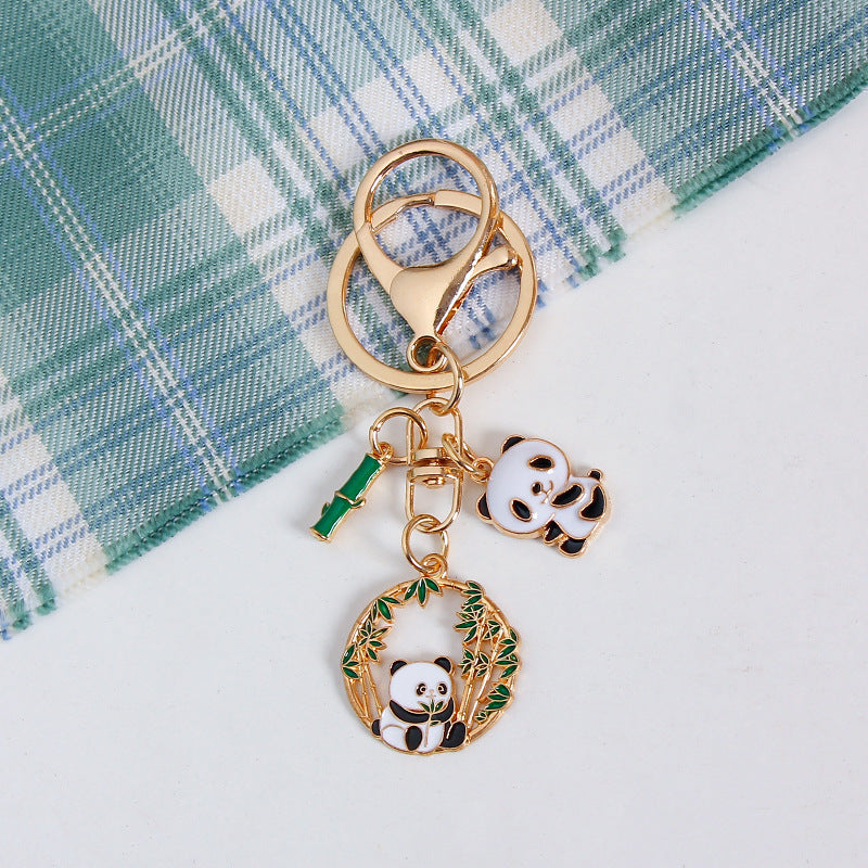 Wholesale of Chinese Style Panda Bamboo Metal Keychains