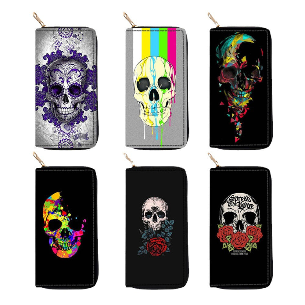 Wholesale Skull PU Long Zipper Wallet Wallet