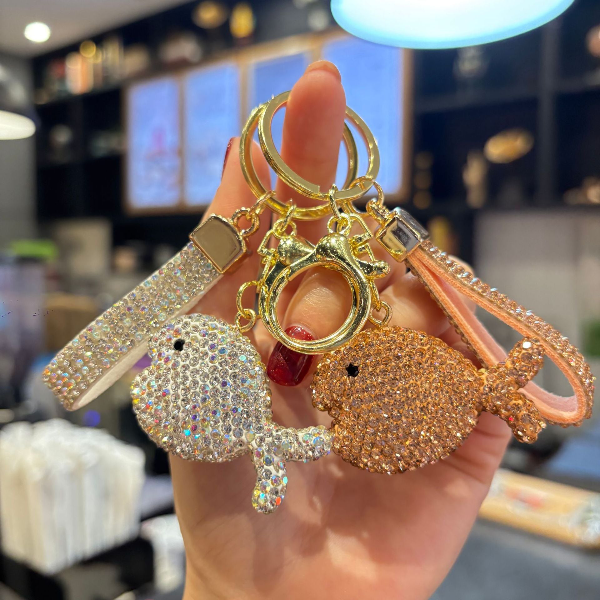 Wholesale Cute Full Rhinestone Multicolor Small Fish Keychain