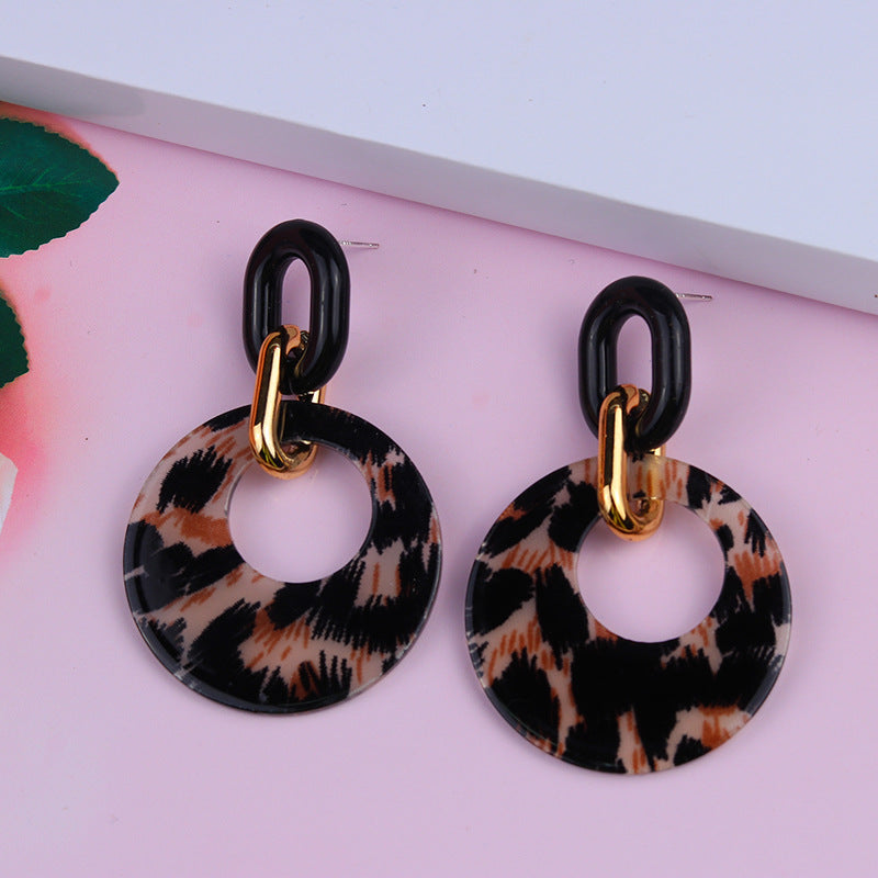 Wholesale Leopard Checkerboard Acrylic Earrings