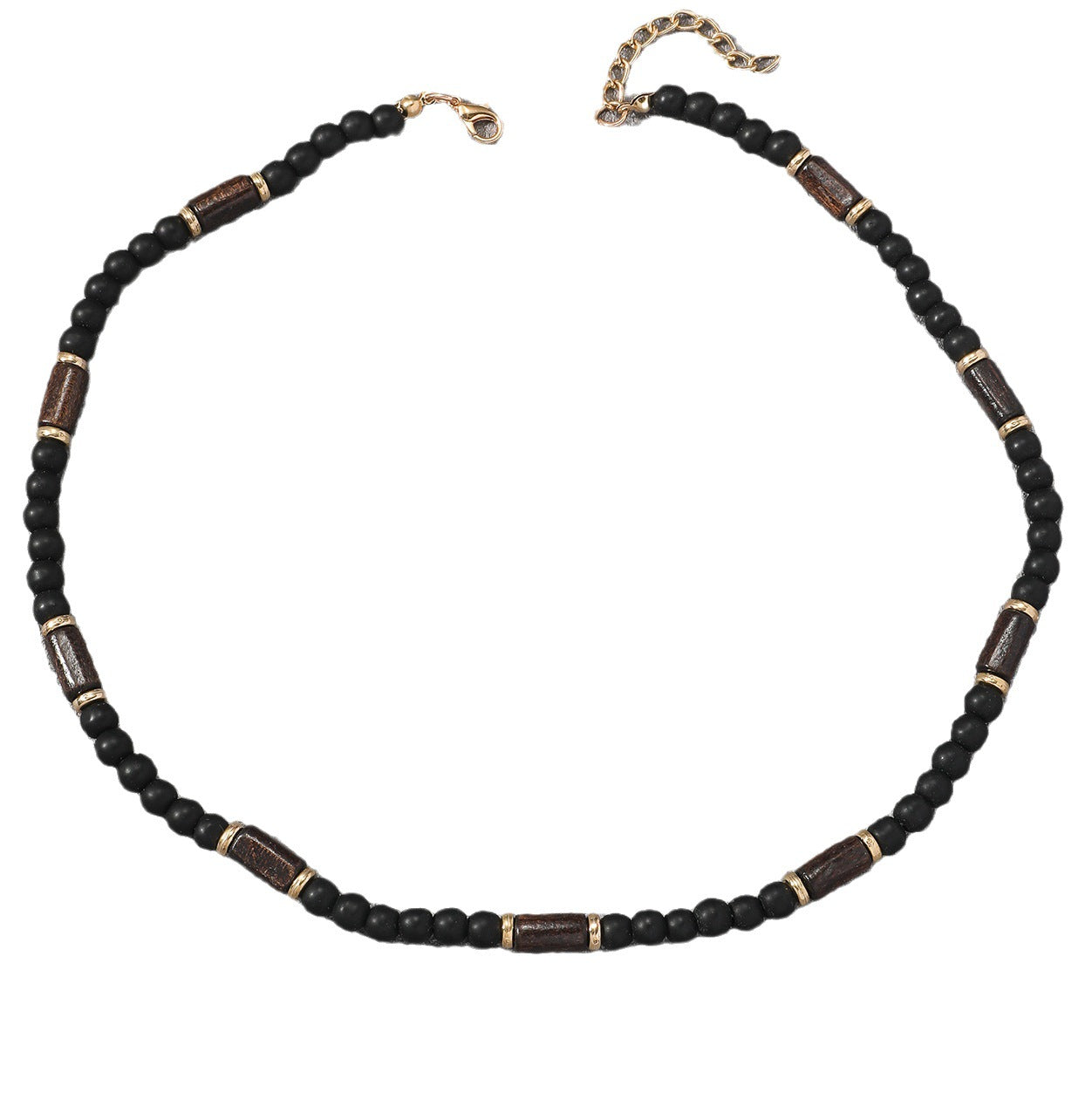 Wholesale Hip-hop Bohemian style turquoise and wooden beaded men' s necklace