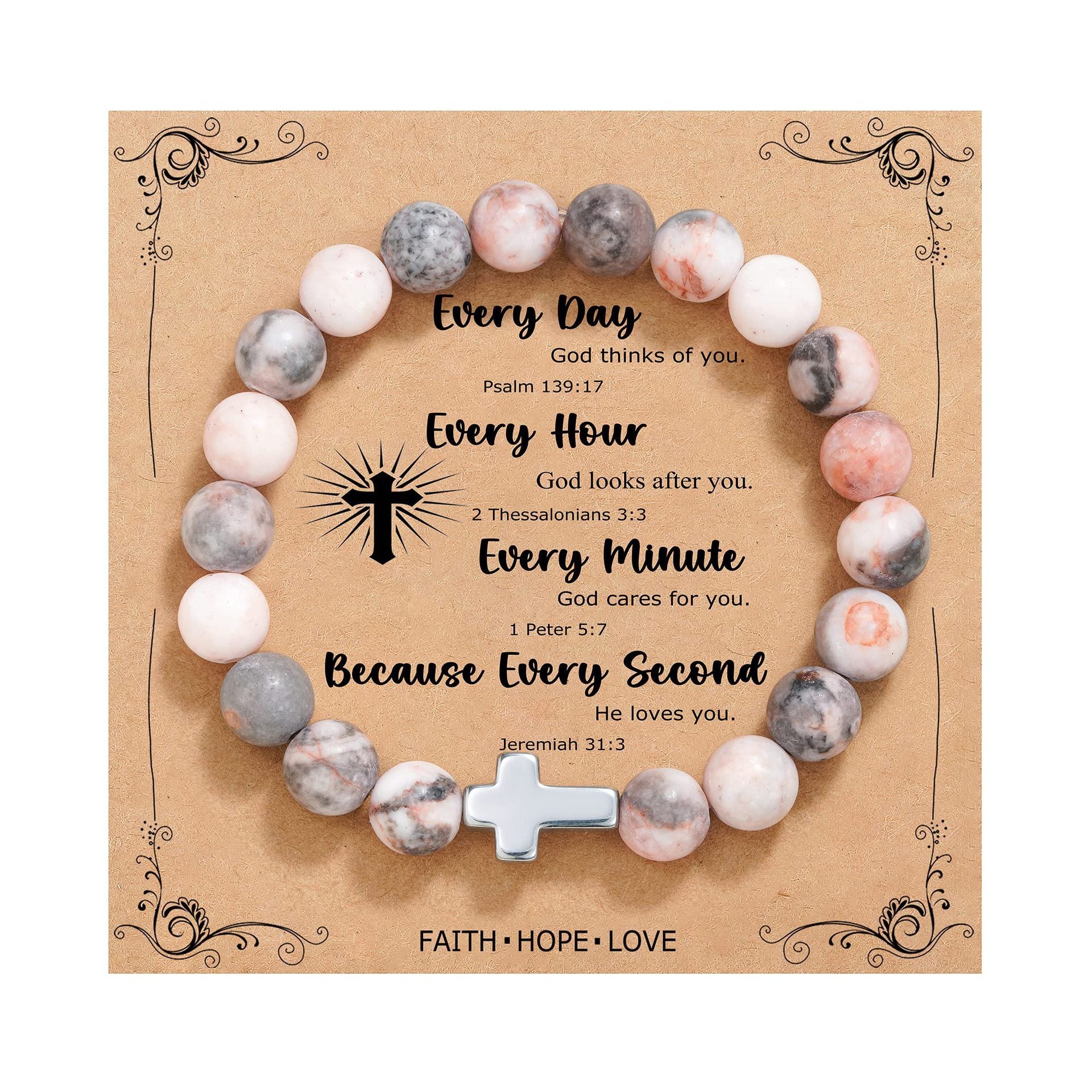 Wholesale Pink Zebra Stripe Amethyst Cross Bracelet