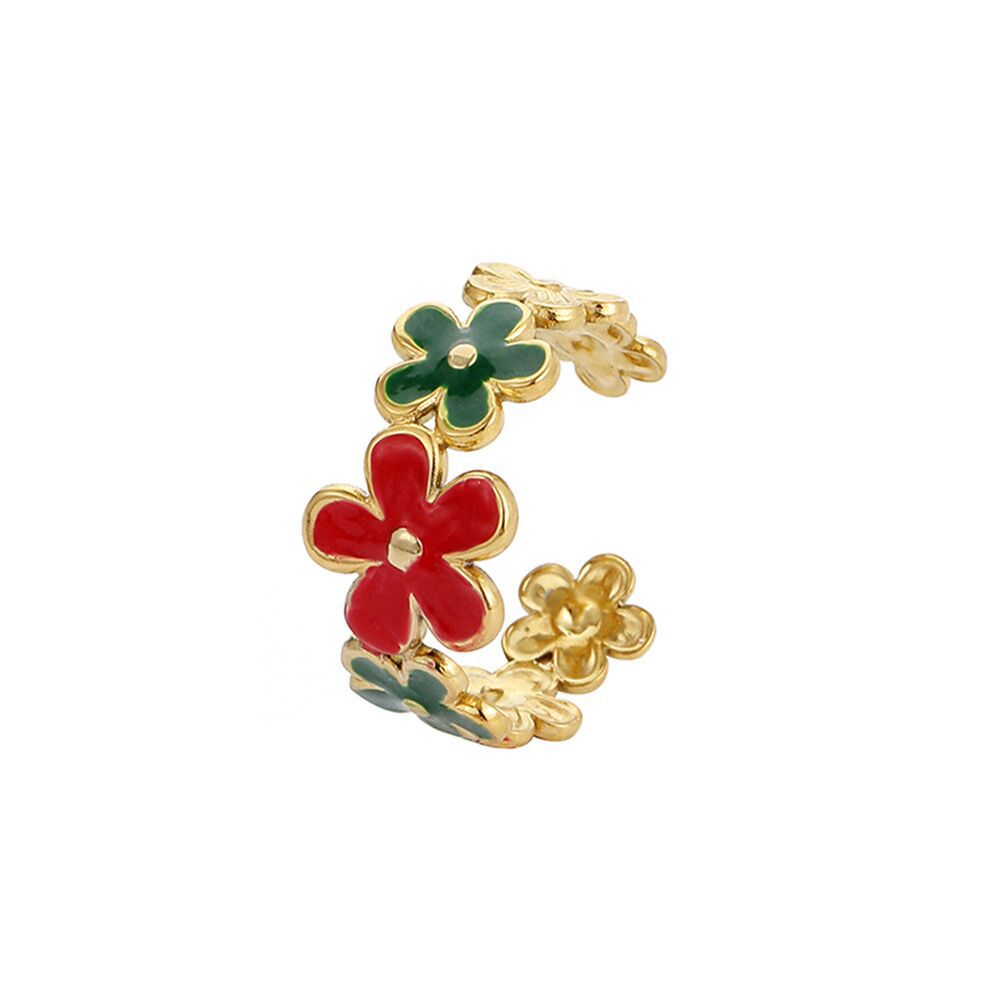 Wholesale Stainless steel enamel drip oil colored flower heart ring