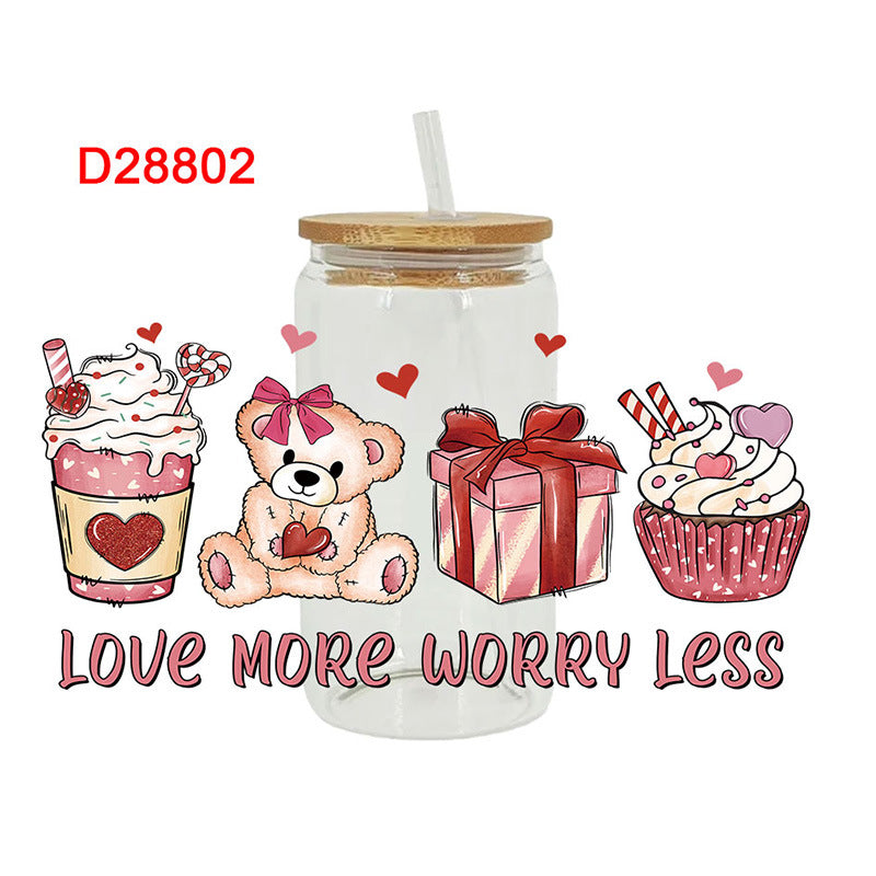 Wholesale Pink Love Valentine's Day 16oz Cup UV DTF Wraps