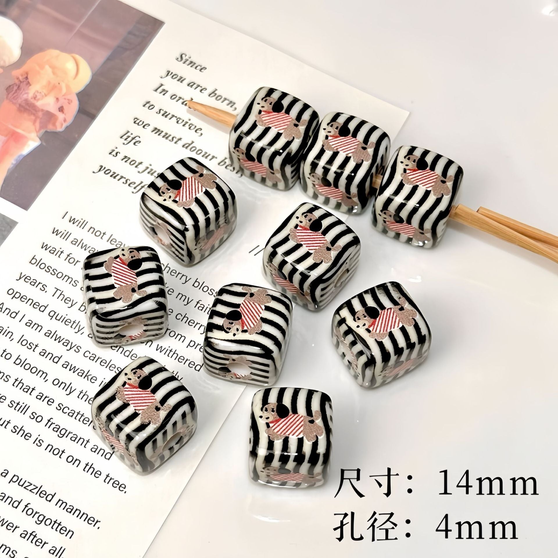 Wholesale 10pcs Acrylic Puppy Apple Square Beaded DIY Handmade Beade