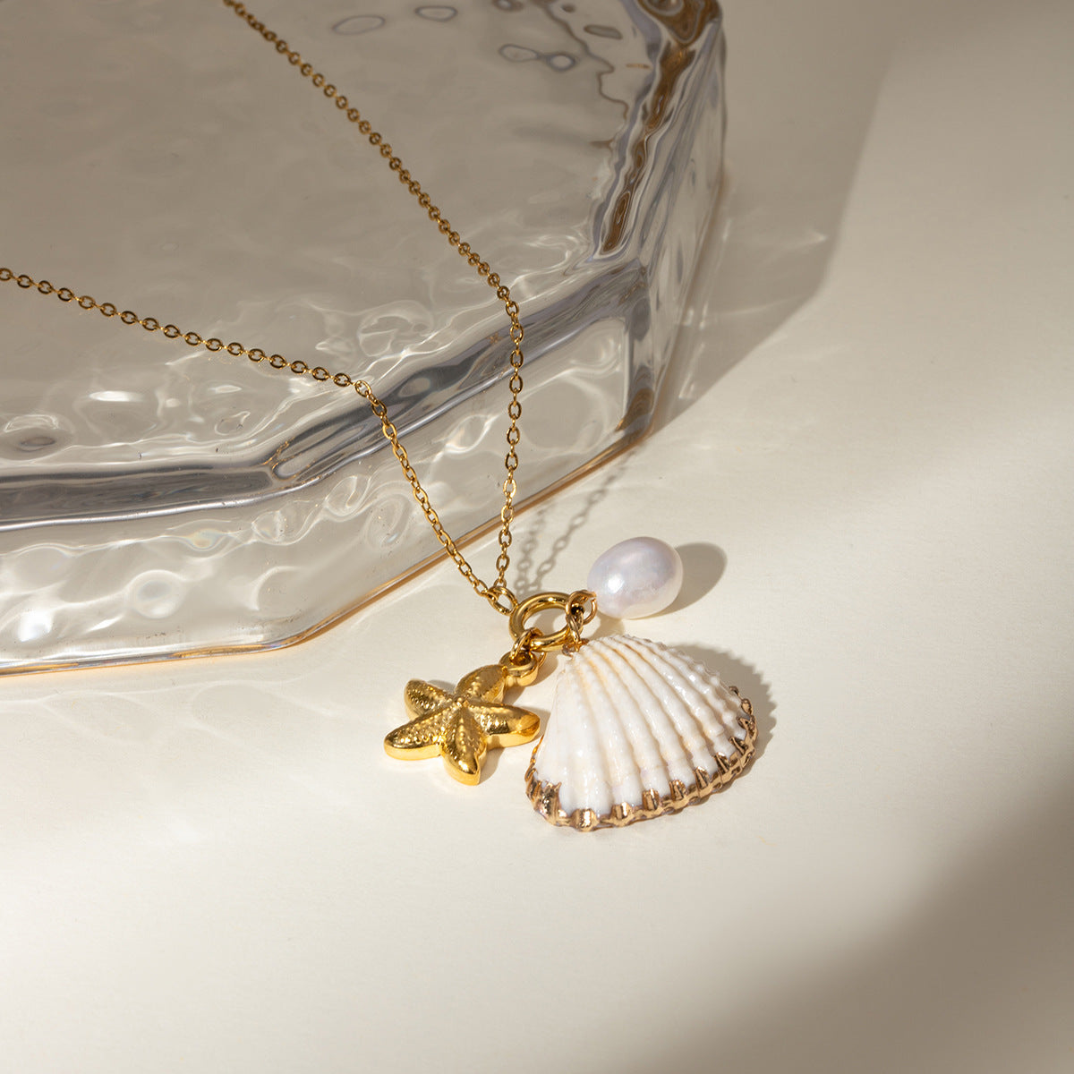 Wholesale Ocean Series Pearl Starfish Shell Necklace