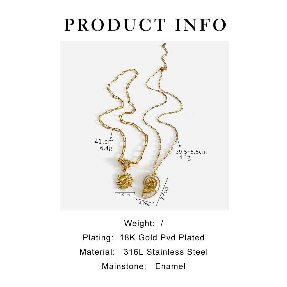 Wholesale Vintage Titanium Steel Sunflower Conch Necklace