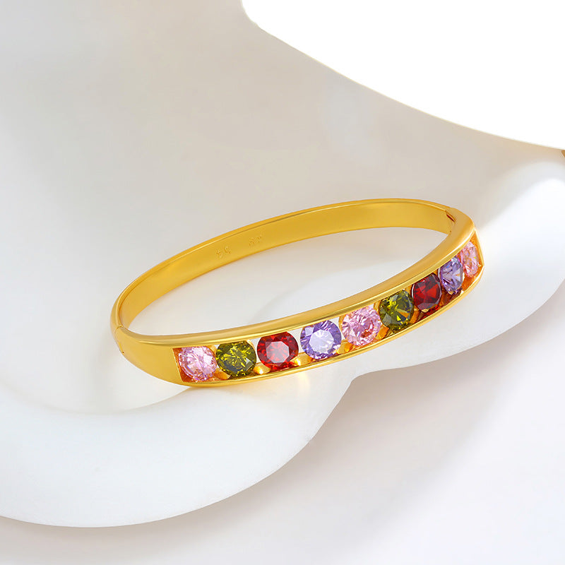 Wholesale Colored Artificial Gemstone Fashionable Retro Imitation Gemstone High-end Feeling Bracelet