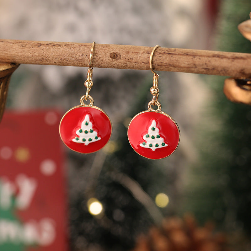 Wholesale Red and Green  Snowman Christmas Hat Earrings