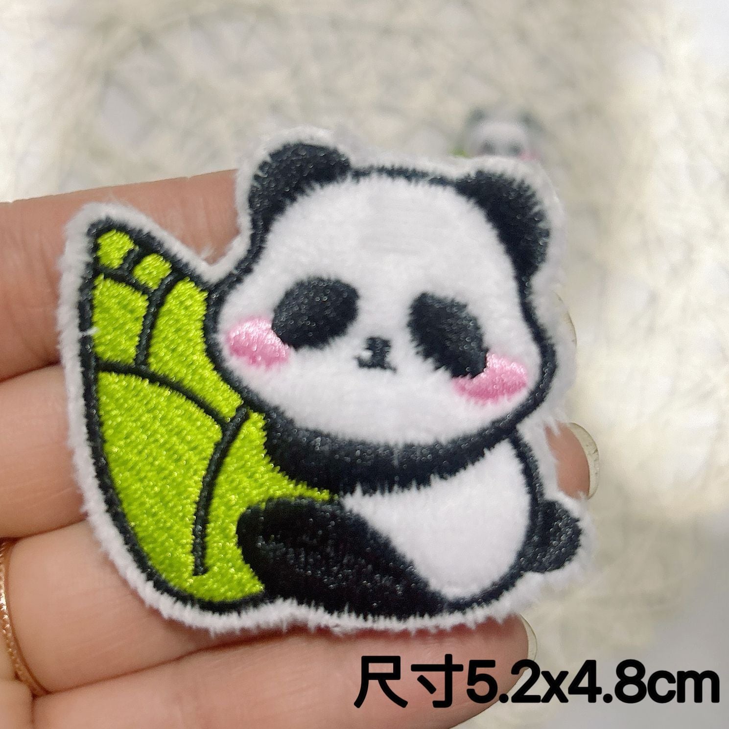 Wholesale 10pcs Self-Paste Plush Cartoon Panda Embroidered Cloth Sticker DIY Accessories