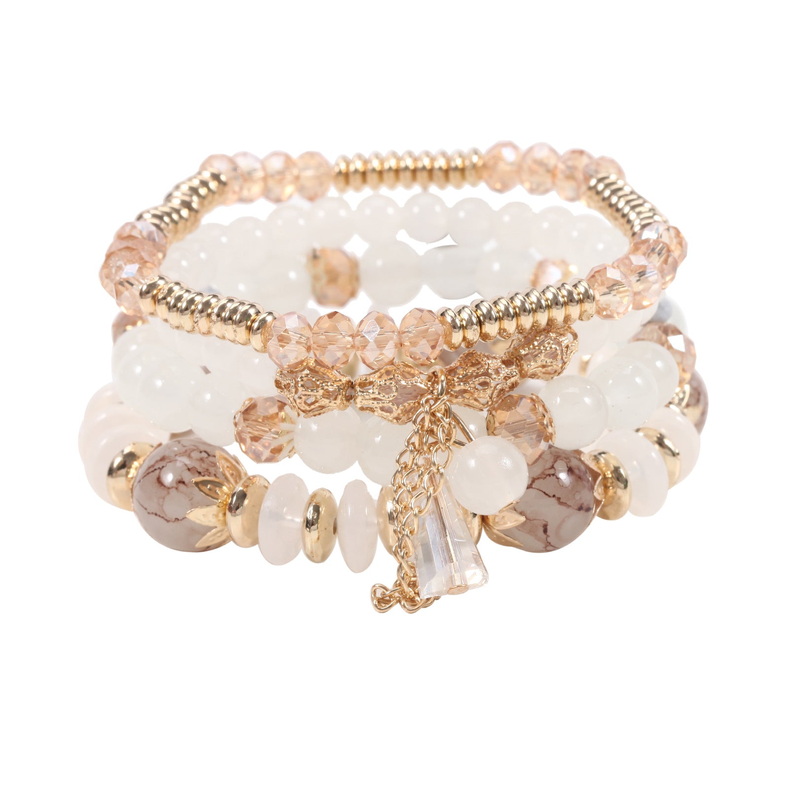 Wholesale Bohemian Imitation Agate Chain Tassel Colored Glass Electroplated Crystal Bracelet