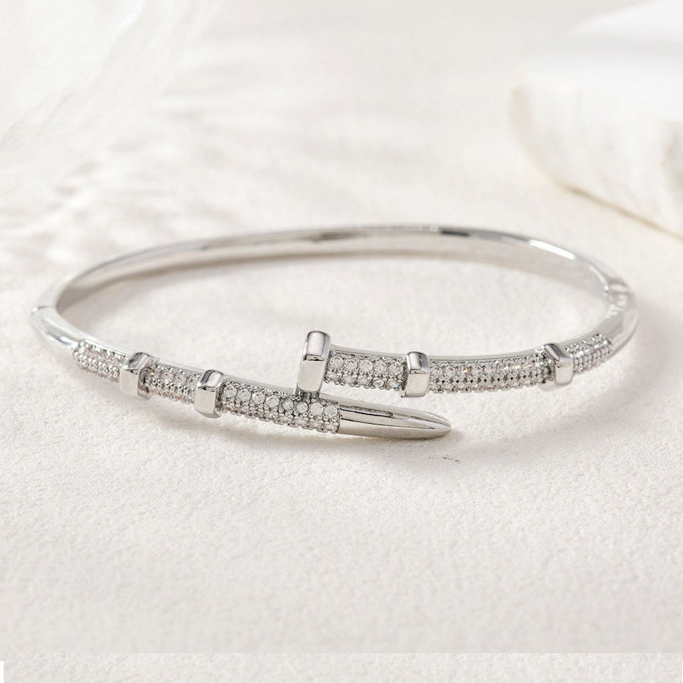 Wholesale Light luxury zircon bracelet fashion diamond nail open bracelet jewelry