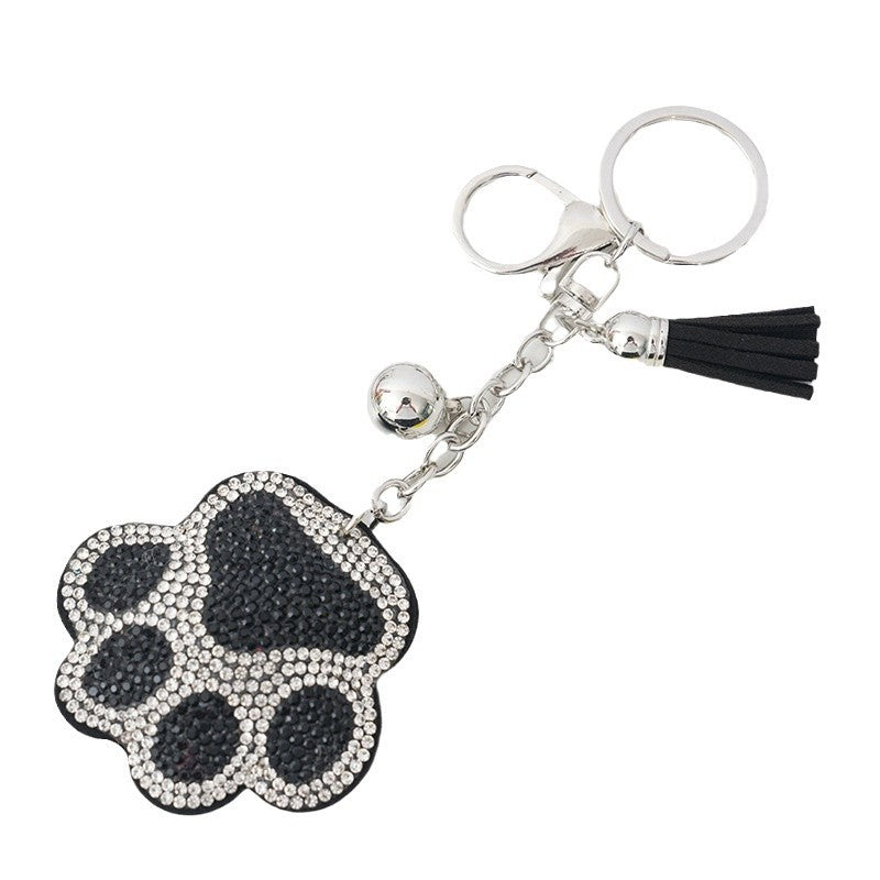 Wholesale diamond creative cartoon bear paw keychain bag tassel pendant