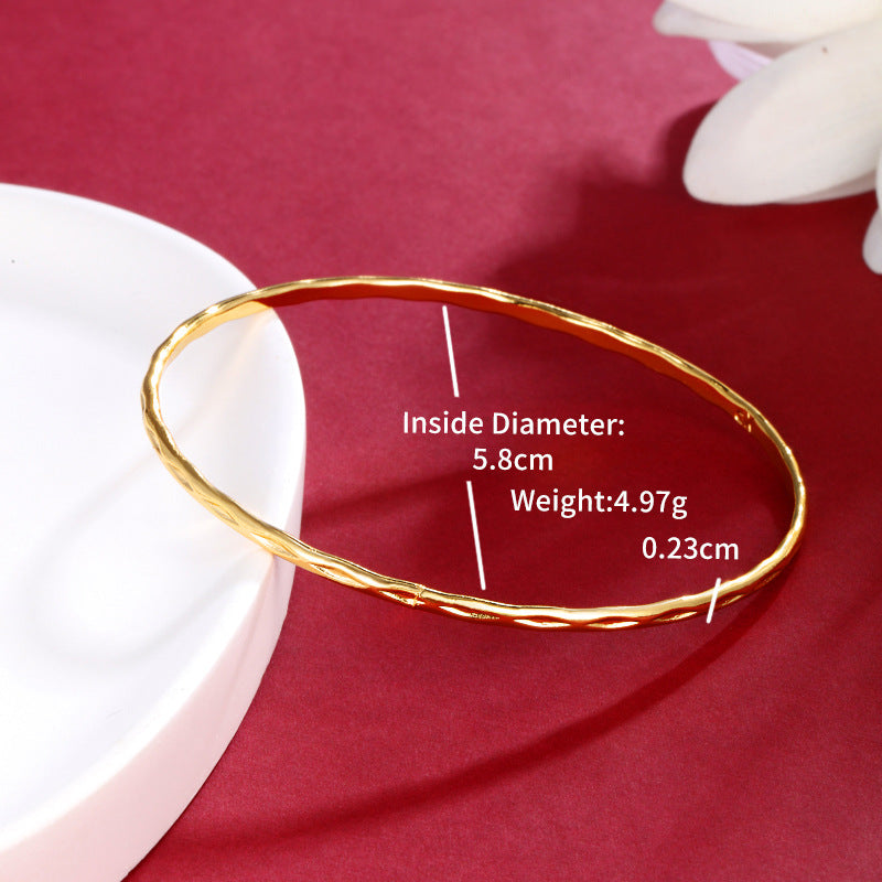 Wholesale 24K Gold-plated Brass Bracelet with A Simple, Fine Circle Simulation Bracelet