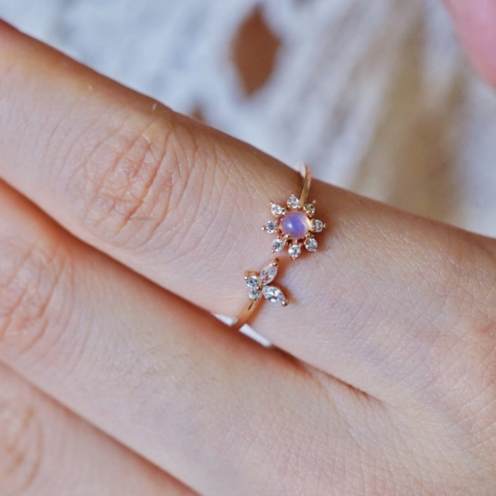 Wholesale Water Shell Inlay Autumn and Winter Trend Fashion Niche Design Light Luxury High-end Open Rings