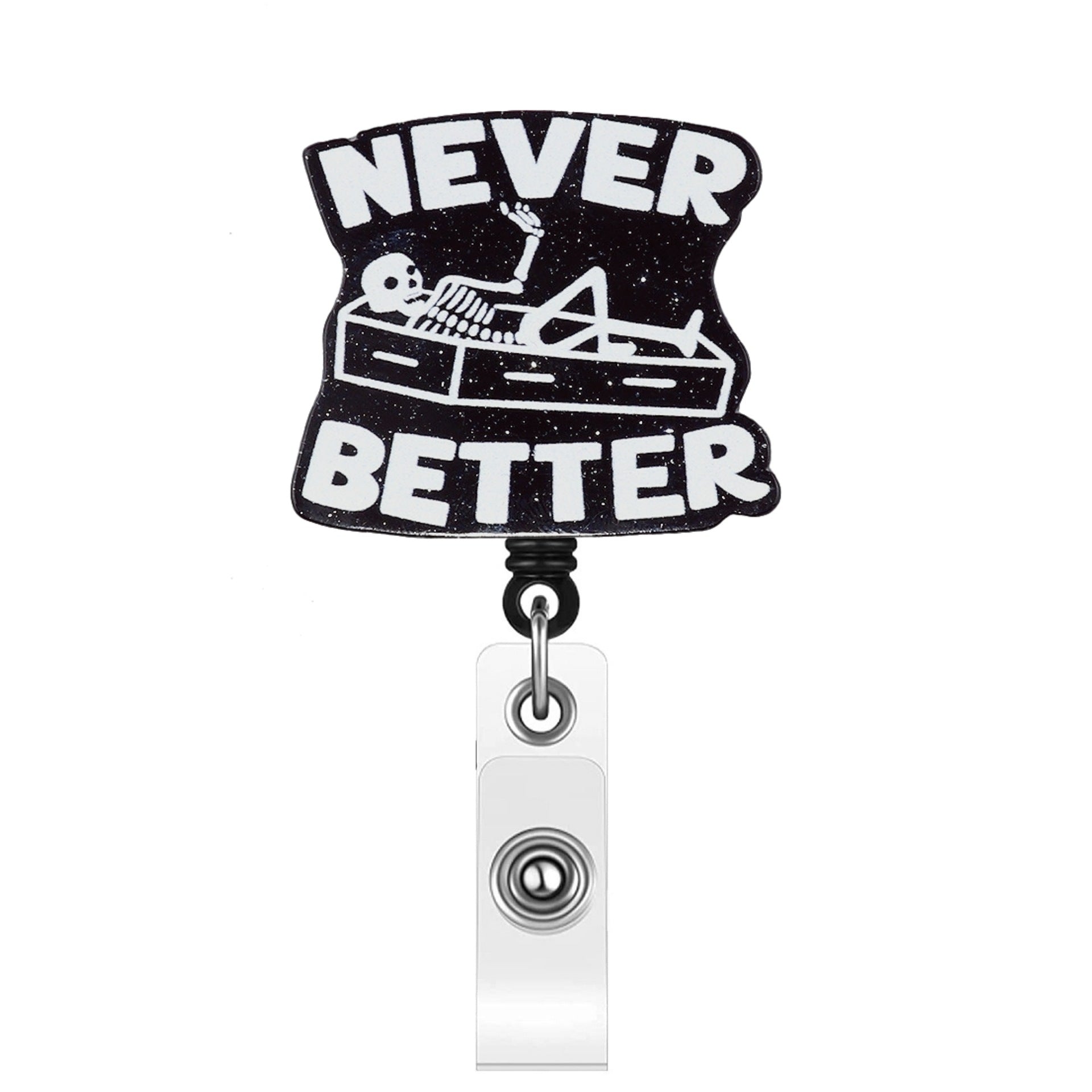 Wholesale Blackened Skeleton Medical Easy Pull Buckle  Badge Reels