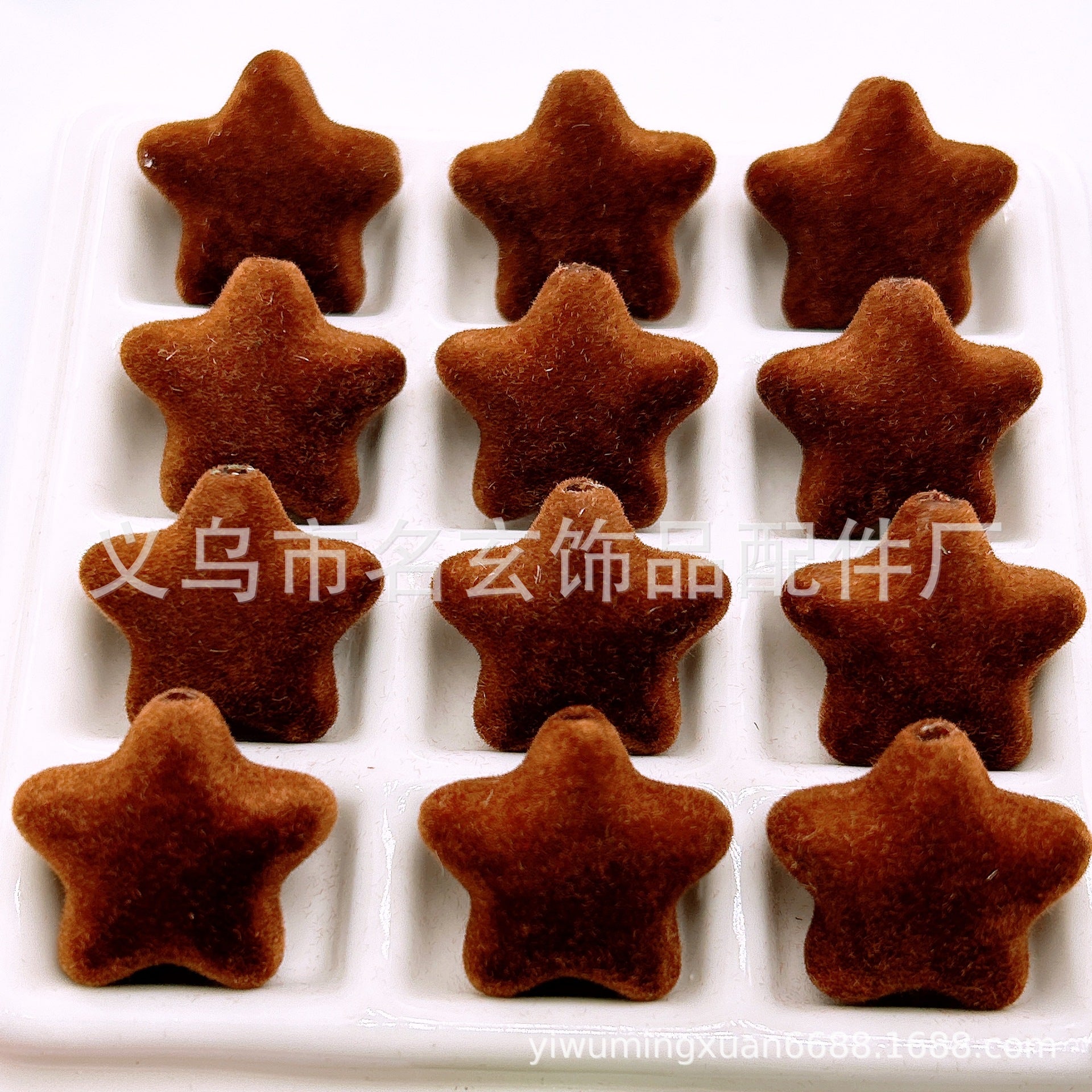Wholesale 200pcs/pack Flocked  Five-Pointed Star 23* 23mm DIY Christmas Series Beads