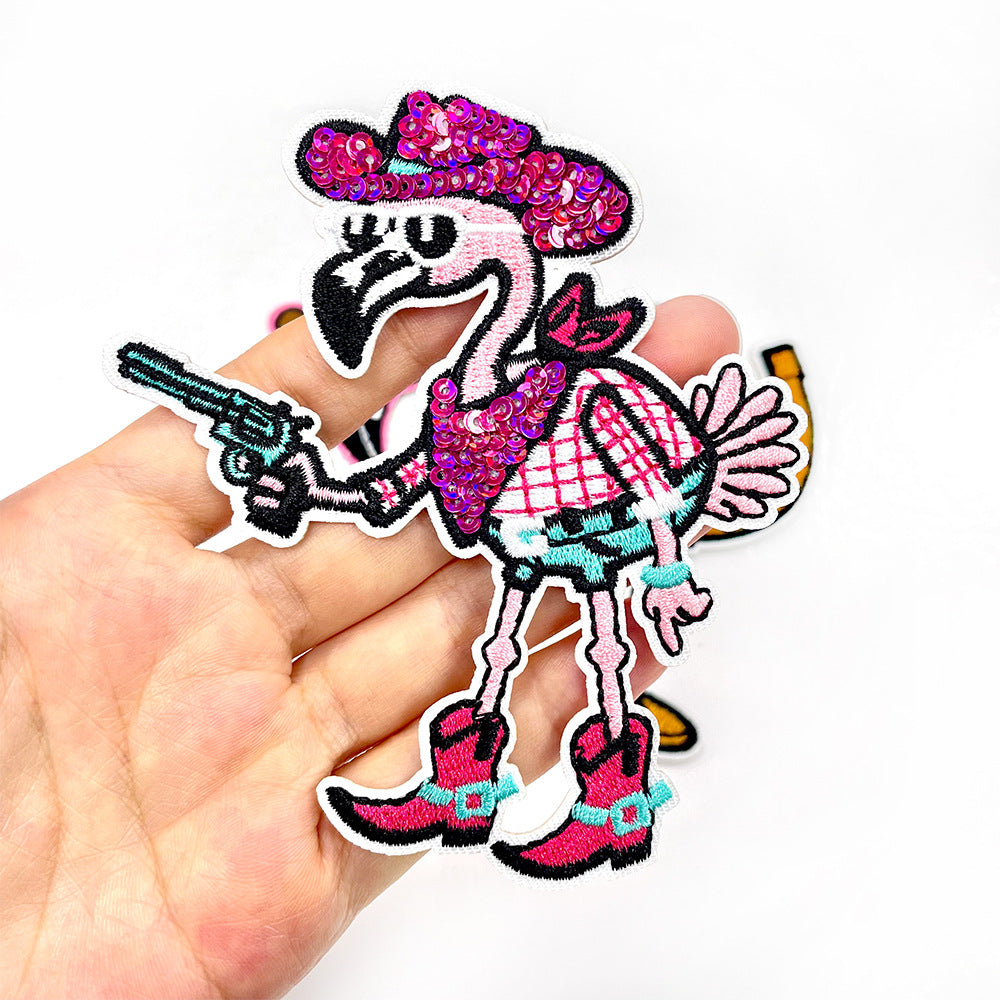 Wholesale Iron On DIY Embroidery Patches Flamingo Ice Cream Octopus Trophy Bow For Clothing Fashion Accessory