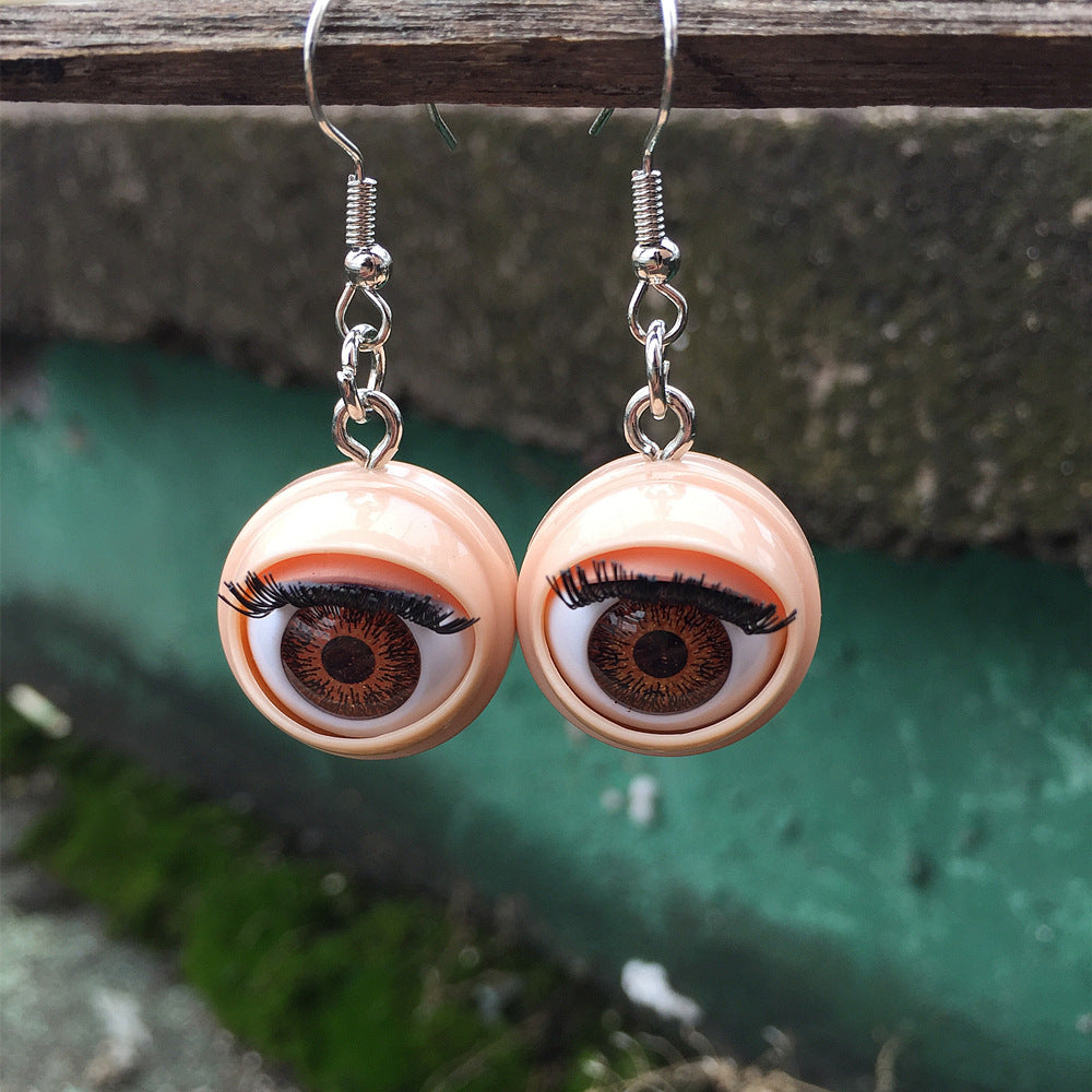 Wholesale Funny Creative Simulation Doll Eyes Eyelashes Eyeball Earrings