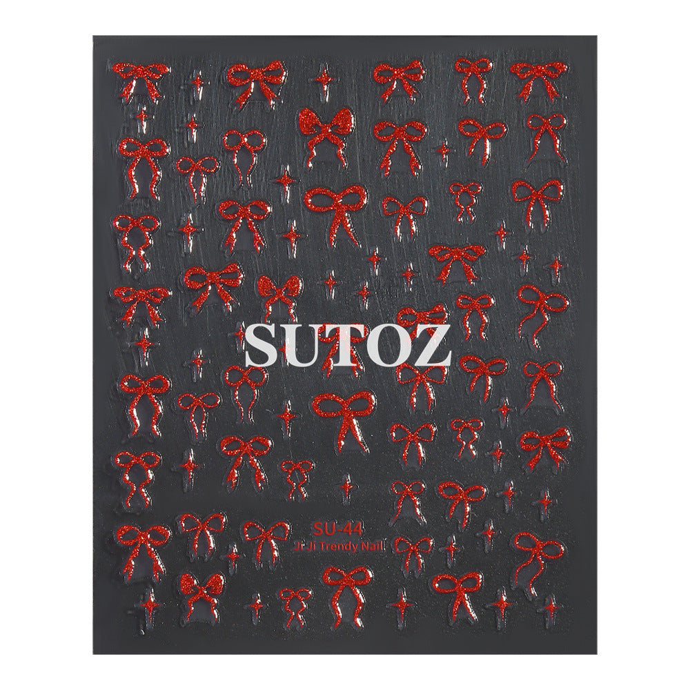 Wholesale 3pcs Nail Art Stickers Gold,  Silver,  Red Ribbon Bowknot Starburst Adhesive Nail Stickers