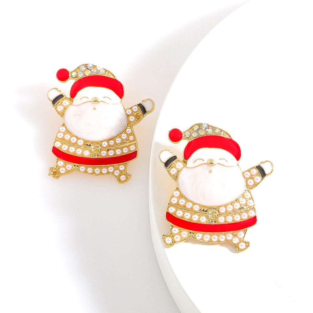 Wholesale Christmas Candy Cane Christmas Tree Stud  Alloy Earrings
