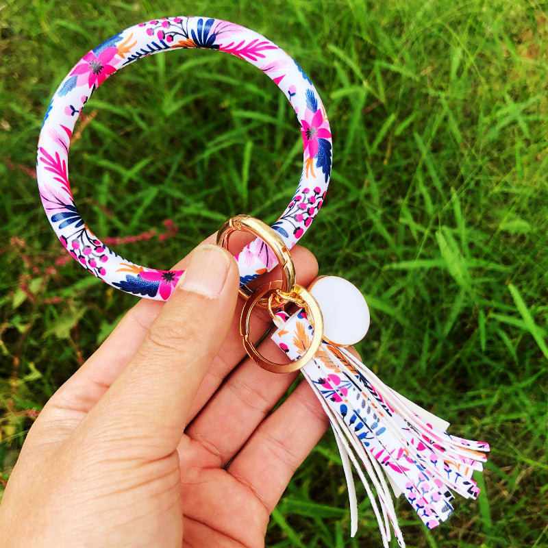 WholesalePU Leather Tassel Bracelet Keychain