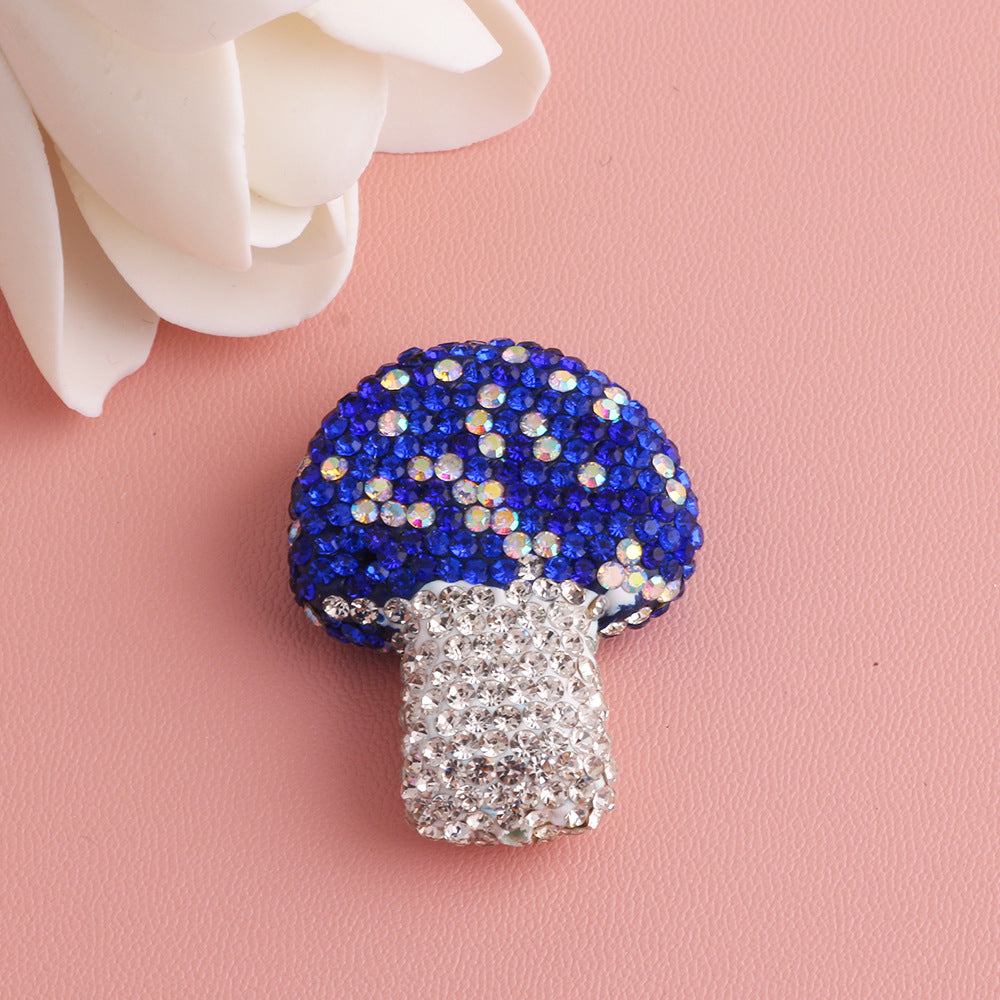 Wholesale 5pcs Starry Sky Colorful Mushroom Full Diamond Clay Drill Ball Straight Hole DIY Beads