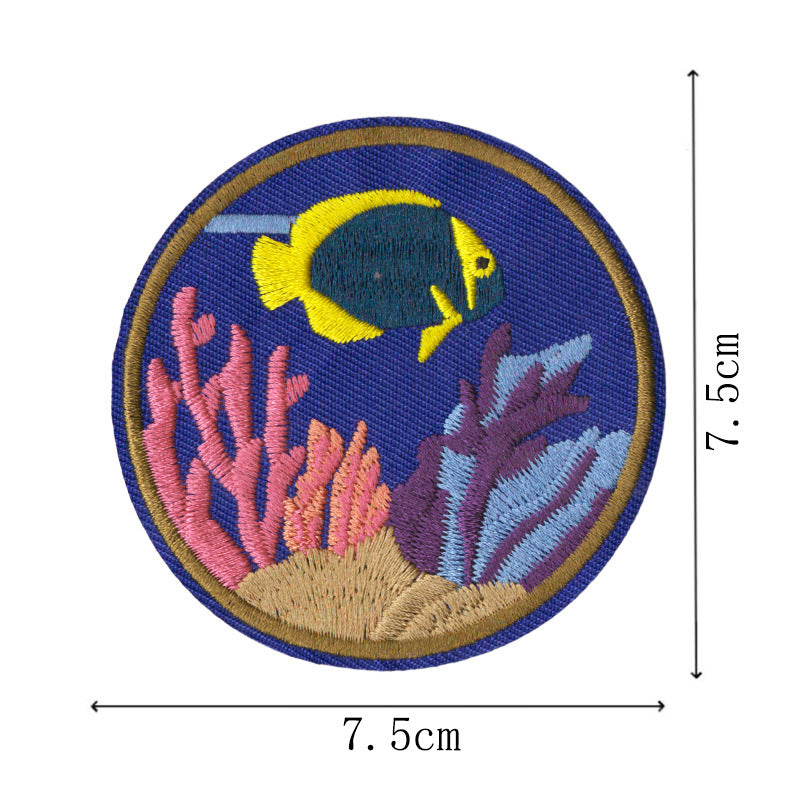Wholesale Ocean Animal Seaweed Embroidery Patches 9 Piece Sew On Appliques Stylish DIY Craft Accessory For Clothing Towels Gift