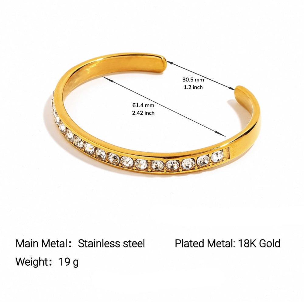 Wholesale Stainless steel finely polished vacuum-plated 18k gold diamond-studded bracelet