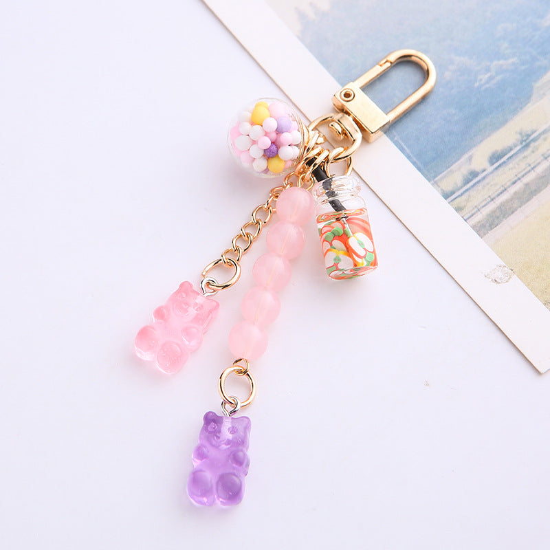 Wholesale Candy Bears Iridescent Gummy Candy Crystal Keychains