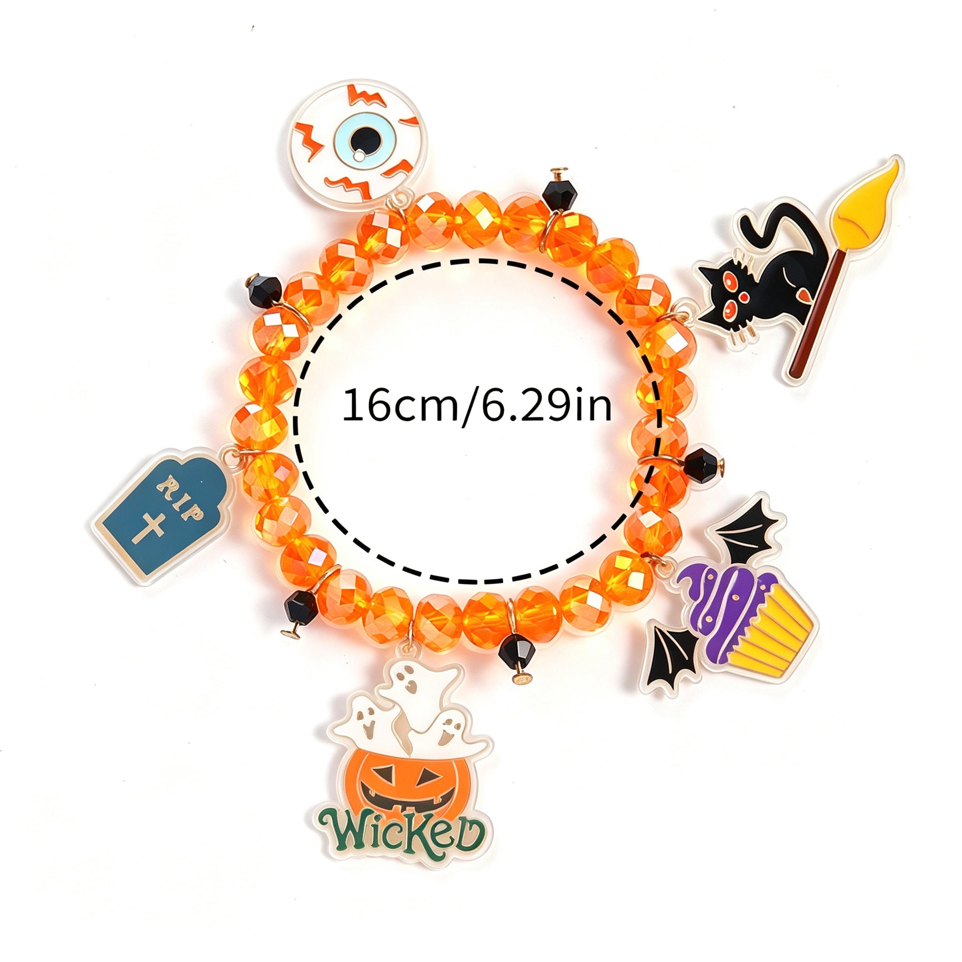 Wholesale Trendy Acrylic  Bracelet With Cute Pumpkin And Ghost Charms Unisex Fashion Jewelry Accessory For Party And Gift