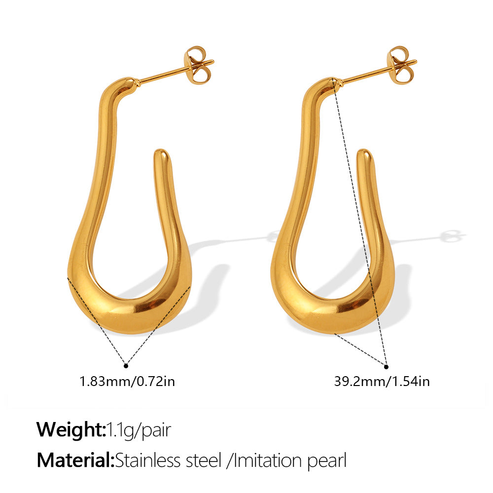 Wholesale Stainless steel 18K gold-plated hollow irregular U-shaped earrings