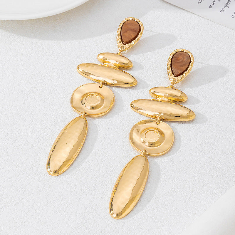 Wholesale Geometric Irregular Texture Design Alloy Earrings Electroplated Finish Women S Jewelry Accessory Boutique Resale
