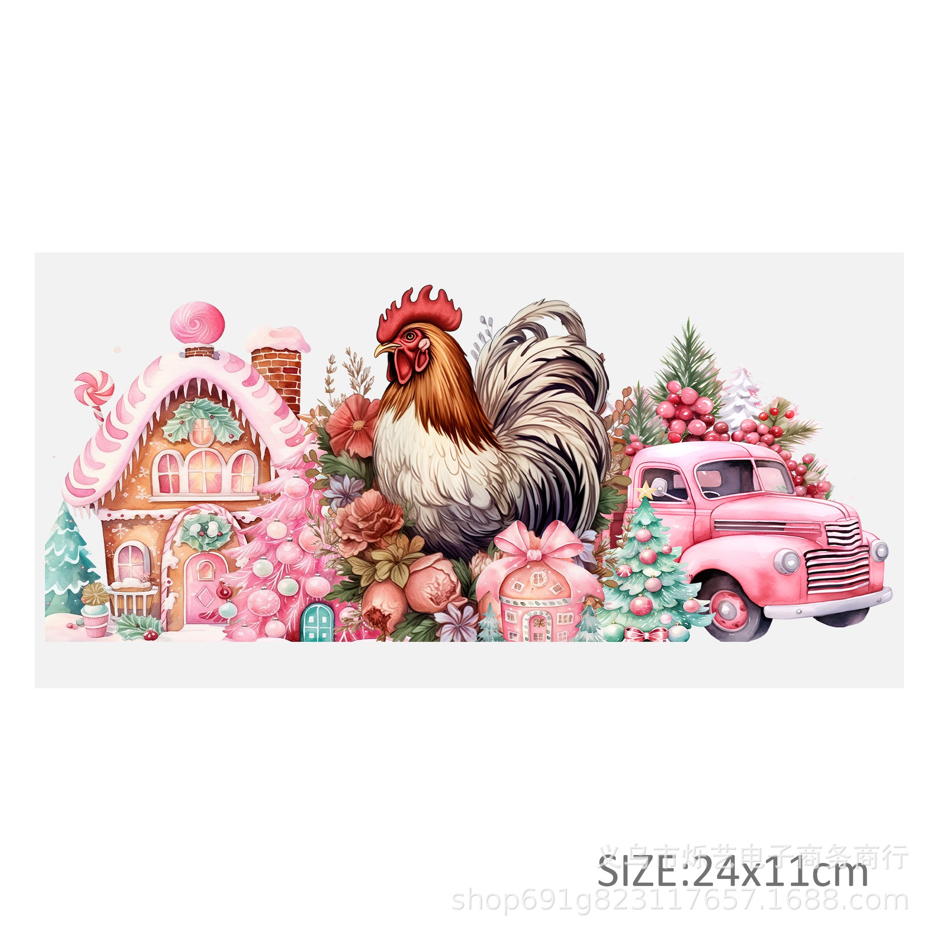 Wholesale Cute Animal Christmas Pink 16oz Cup UV DTF Wraps