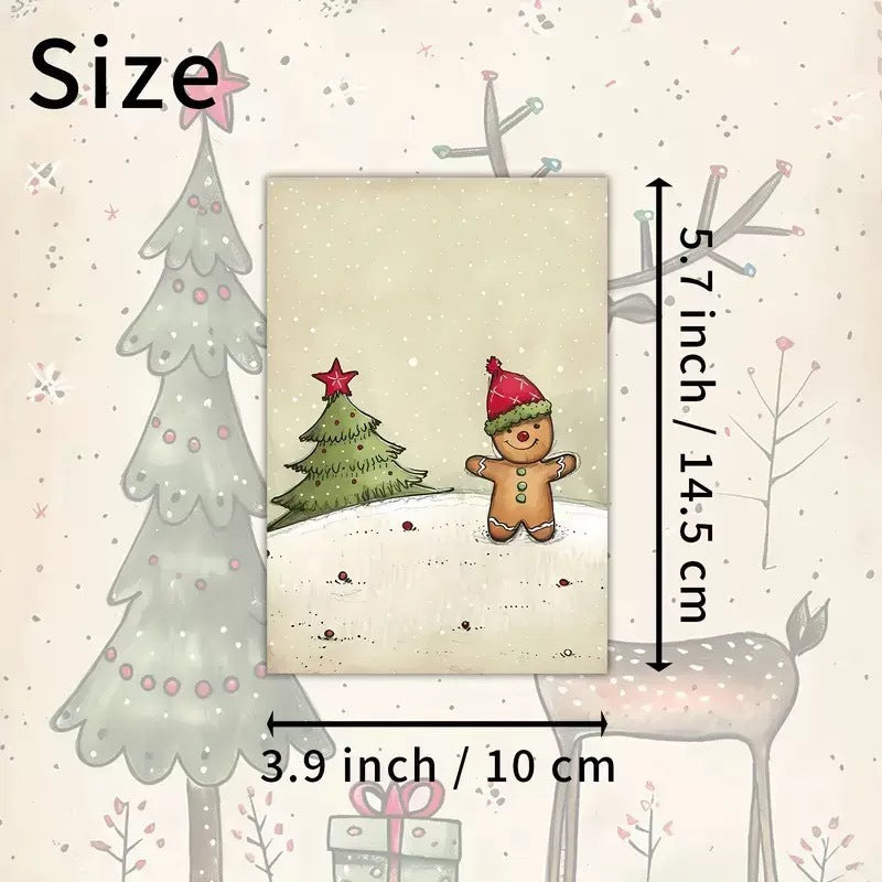Wholesale 20pcs/pack  Retro Style Cute Animal Christmas Tree Greeting Cards