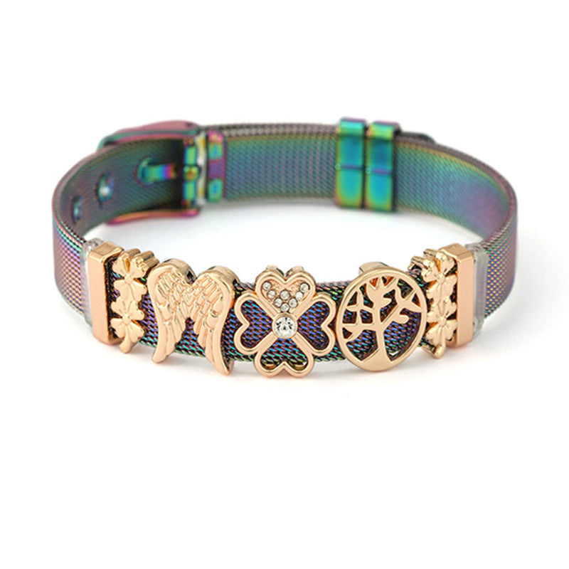 Wholesale Mother’s Day MOM’ Letter Accessories Stainless Steel Mesh Bracelet