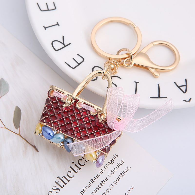 Wholesale Rhinestone Bags Zinc Alloy Car Keychains