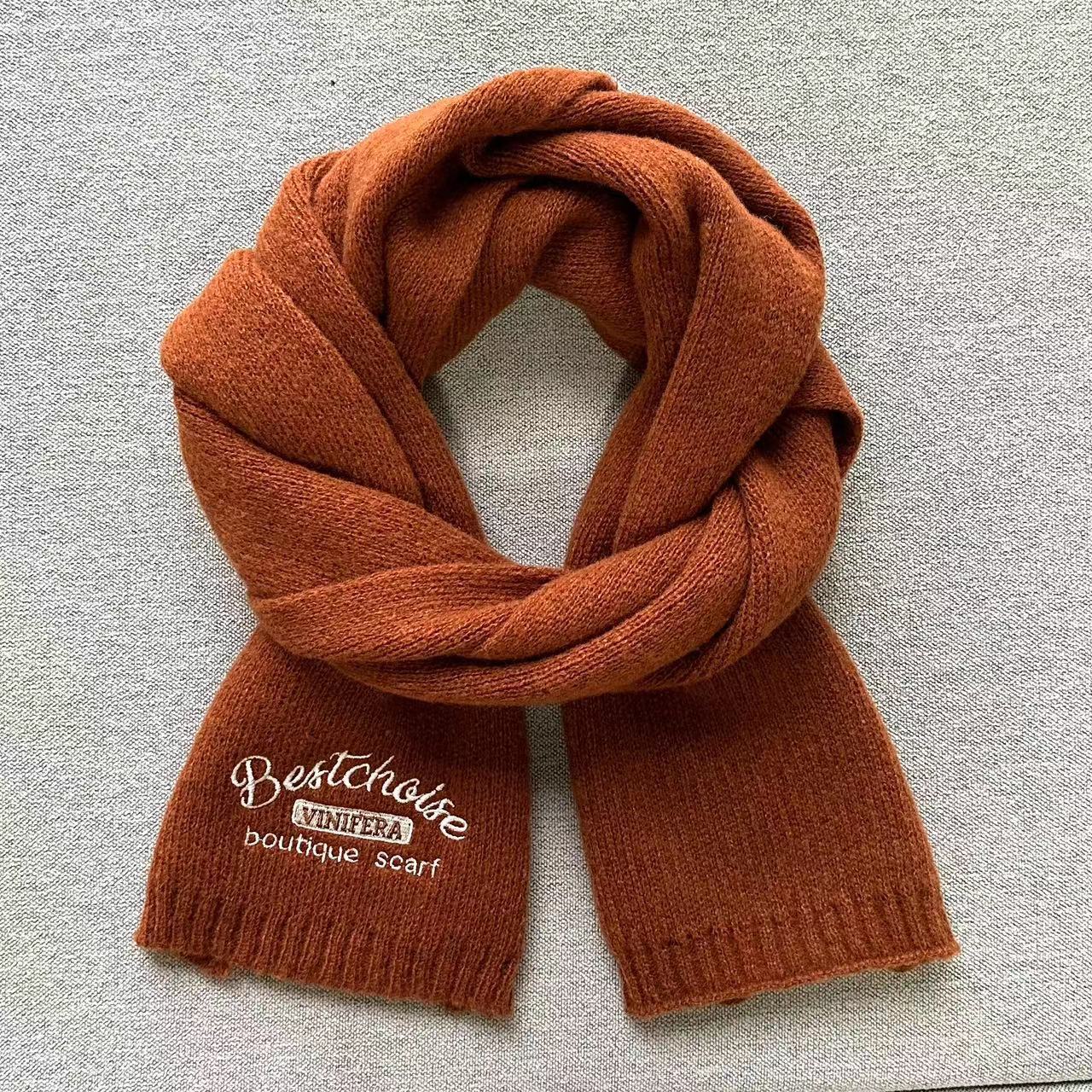 Wholesale Winter 2023 Knitted Warm Solid Color Polyester Scarf